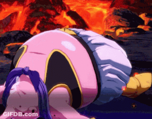 Purple-Haired Cartoon Laying In Front Of Fire GIF