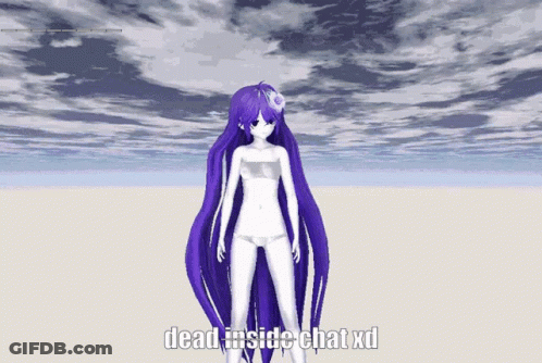Purple Haired Cartoon Saying Dead Inside Chat XD GIF