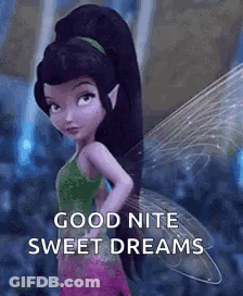 Purple-Haired Fairy Saying Good Night Sweet Dreams GIF