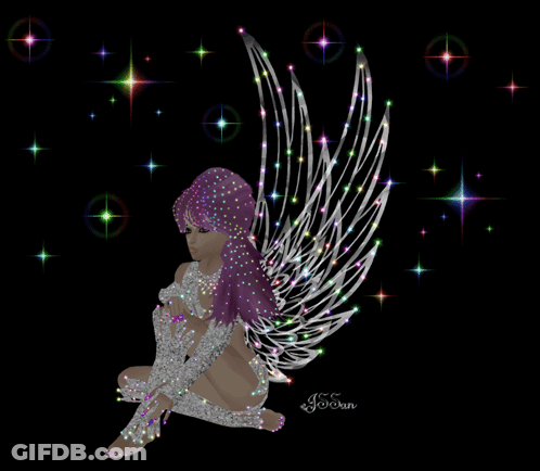 Purple Haired Fairy Surrounded By Stars Saying Jordan GIF