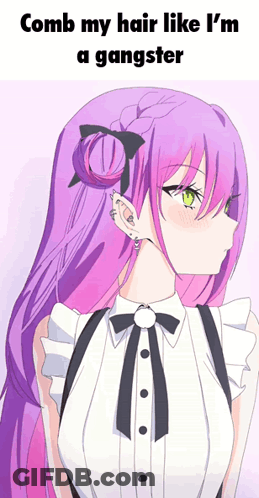 Purple-Haired Girl Comb My Hair Like A Gangster GIF