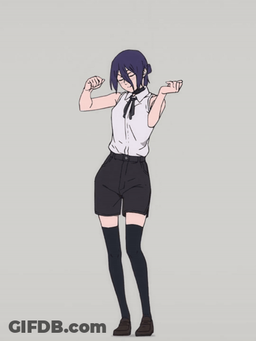 Purple Haired Girl Dancing In White And Black GIF