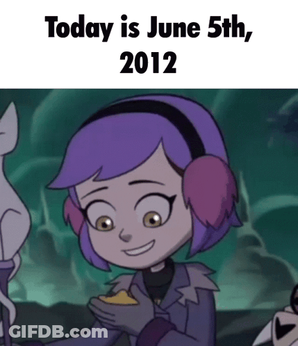 Purple Haired Girl Ear Muffs Saying June 5Th GIF