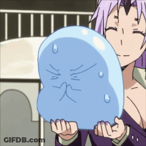 Purple-Haired Girl Holding Blue Ball With Face GIF