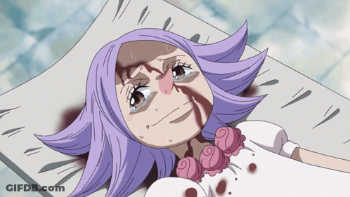 Purple-Haired Girl Laying On Bed GIF