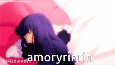 Purple Haired Girl On Bed Under Umbrella Amoryrinrin GIF