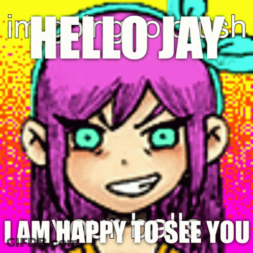 Purple Haired Girl Saying Hello Jay GIF