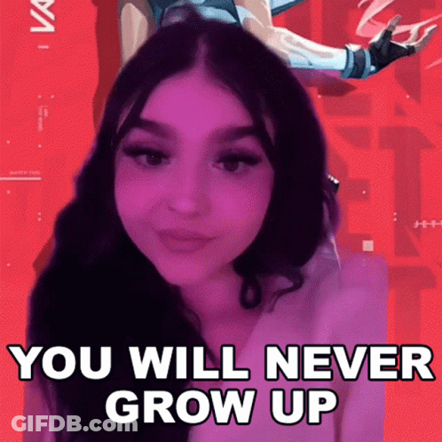 Purple Haired Girl Saying You Will Never Grow Up GIF