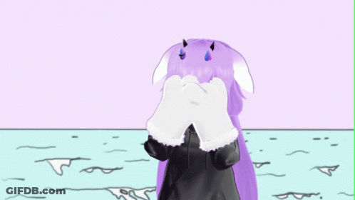 Purple-Haired Girl With Cat Paws GIF