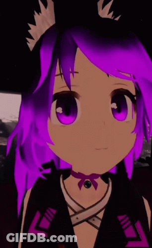 Purple Haired Girl With Choker And Hat GIF