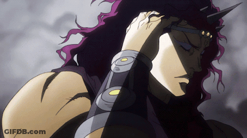 Purple-Haired Horned Character Hand To Forehead GIF