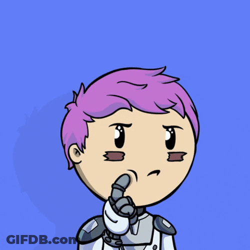 Purple Haired Man Brainstorming GIF