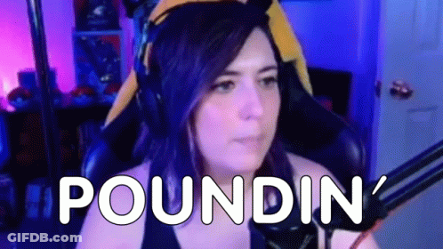 Purple Haired Woman At Microphone Saying Poundin GIF