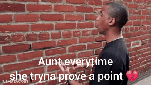 Purple-Haired Woman Behind White Brick Wall With Angry Face In Corner GIF