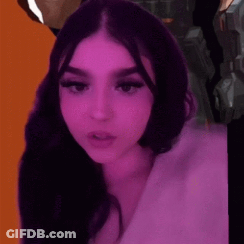 Purple Haired Woman Funny Face Saying You're Old GIF