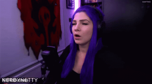 Purple Haired Woman Headphones Nerd GIF