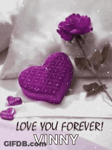 Purple Heart And Purple Rose On Bed Love You Forever Vinny GIF