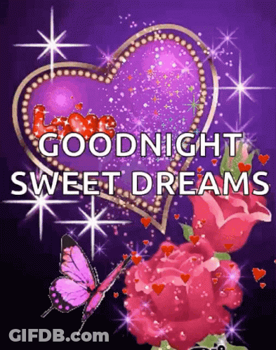 Purple Heart Saying Goodnight Sweet Dreams GIF