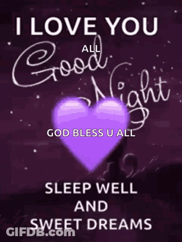 Purple Heart Saying I Love You Good Night God Bless GIF