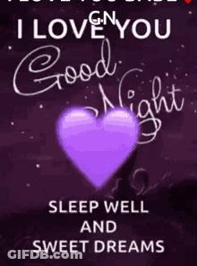 Purple Heart Saying Sleep Well GIF