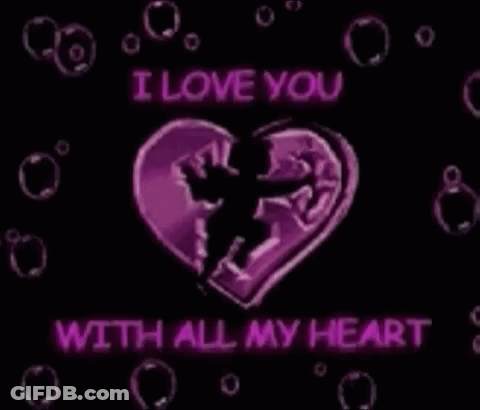 Purple Heart With Bubbles I Love You With All My Heart GIF