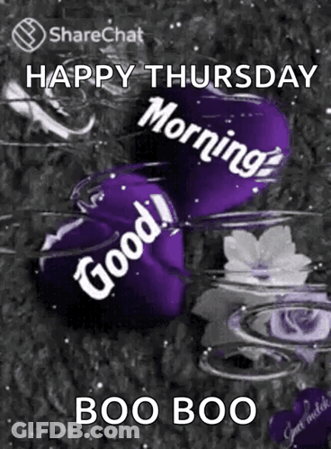 Purple Heart With Happy Thursday Morning Boo Boo GIF