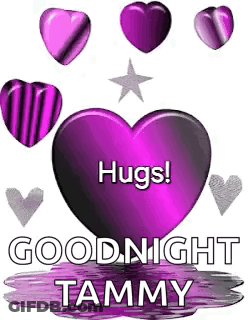 Purple Heart With Hugs Good Night Tammy GIF