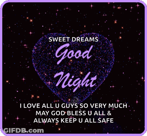 Purple Heart With Sweet Dreams Good Night GIF