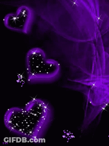 Purple Hearts On A Black Background With The Letters Svs Below Them GIF