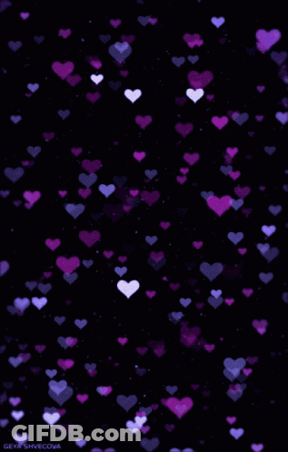 Purple Hearts On A Black Background With The Name Geychevcova GIF