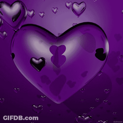 Purple Hearts On A Purple Background With Dotroom Written On The Bottom GIF