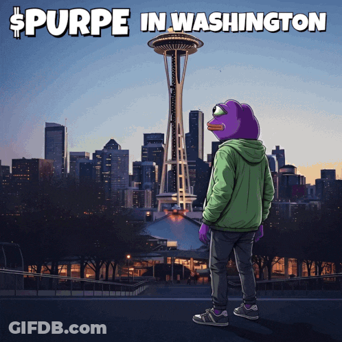 Purple In Washington Person Standing In Front Of City Skyline GIF