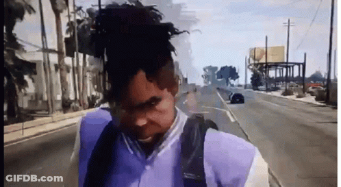 Purple Jacket Man Walking Street In Video Game GIF