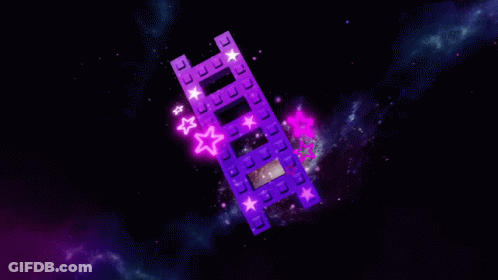 Purple Ladder Surrounded By Pink Stars In Dark Space GIF