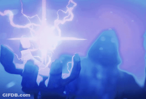 Purple Lightning Bolt Coming From Hand GIF