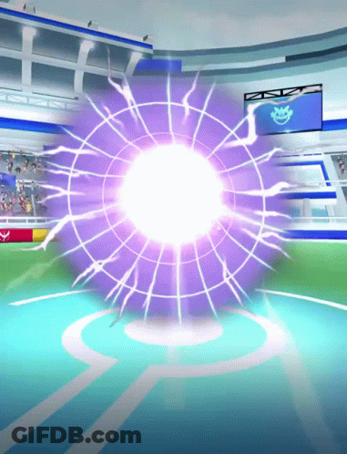 Purple Lightning Bolt Coming Out Of Circle In Stadium GIF