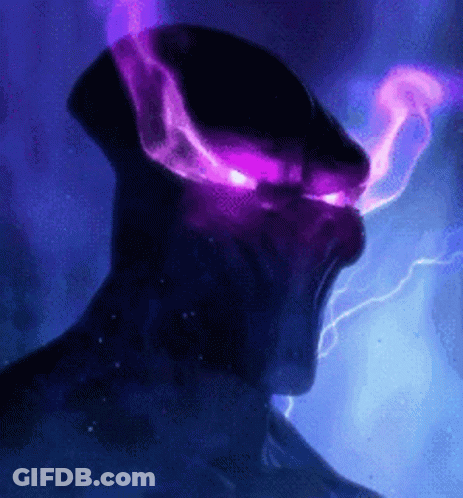 Purple Lightning Bolt From Person's Mouth GIF