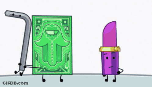 Purple Lipstick Next To Green Money Piece GIF