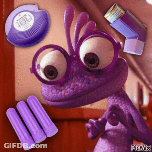 Purple Lizard With Glasses And Inhaler Picmix GIF