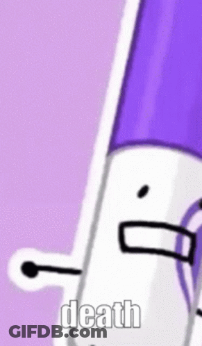 Purple Marker With Face Saying Death GIF