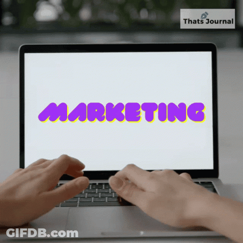 Purple Marketing Text In Laptop GIF