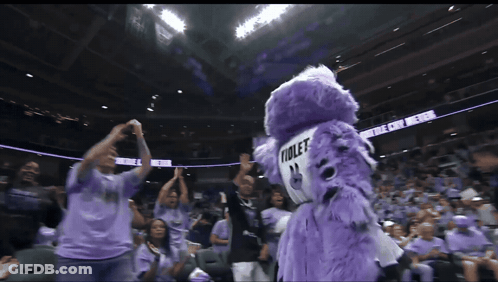 Purple Mascot In Number 11 Jersey GIF