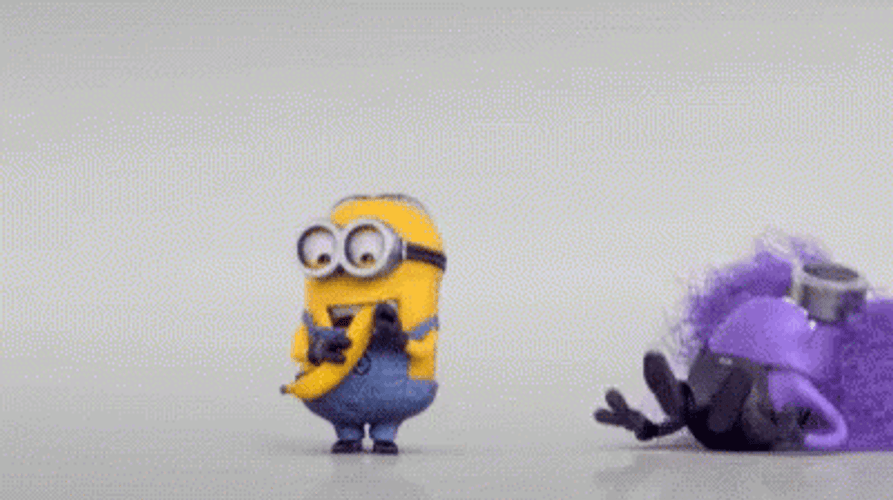 Purple Minion Chasing For Banana GIF