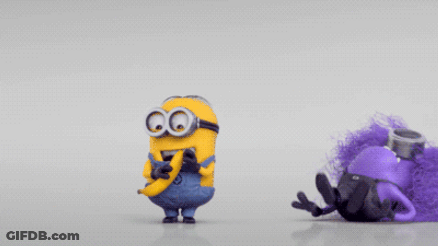 Purple Minion Scaring Minion Stuart GIF