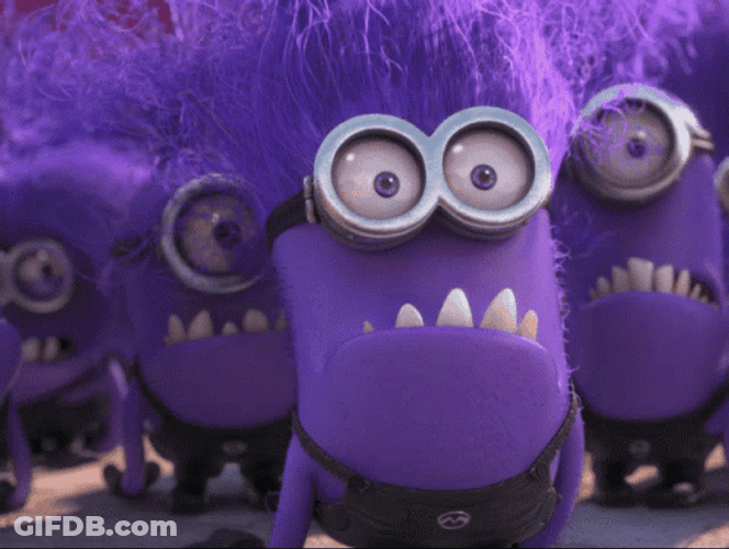 Purple Minion Screaming Loud GIF