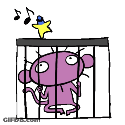 Purple Monkey Locked Inside Cage GIF