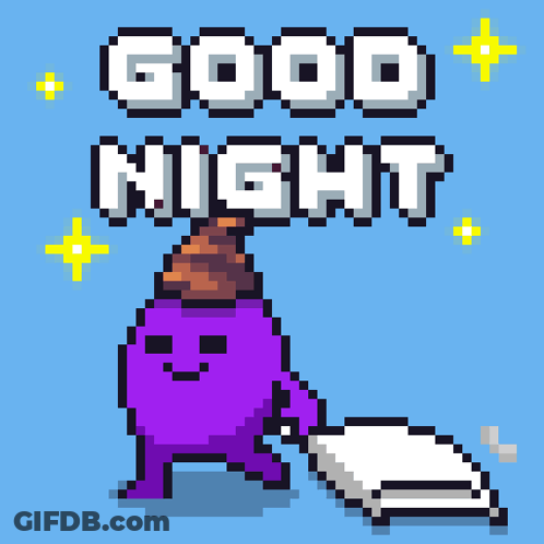 Purple Monster Holding Good Night Pillow GIF