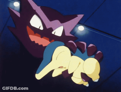 Purple Monster Holding Yellow Pokemon GIF