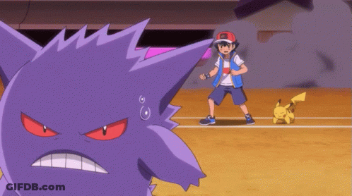 Purple Monster Holding Yellow Pokemon GIF
