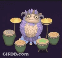 Purple Monster Playing Drums GIF